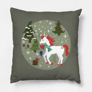 Christmas Unicorn Pattern Pillow