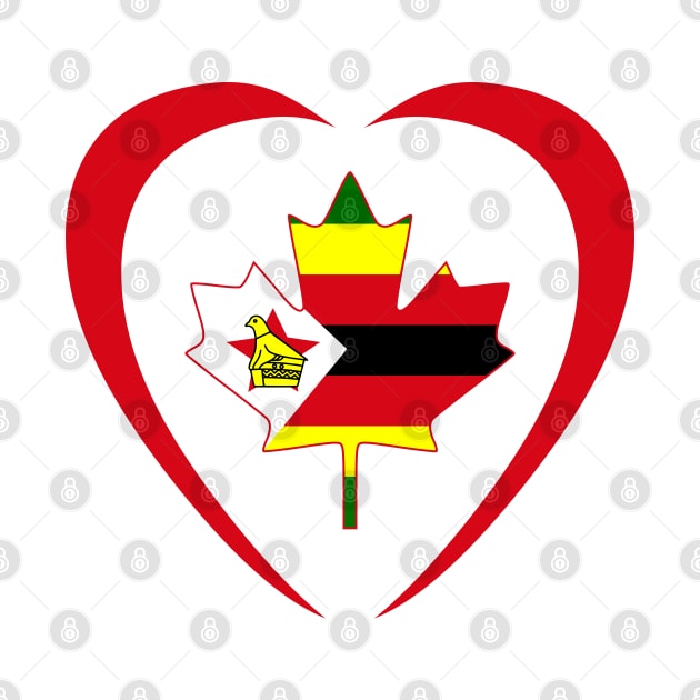 Zimbabwean Canadian Multinational Patriot Flag Series (Heart) by Village Values