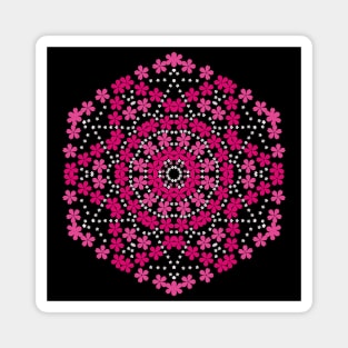 Pink & White Flower Mandala Art Magnet