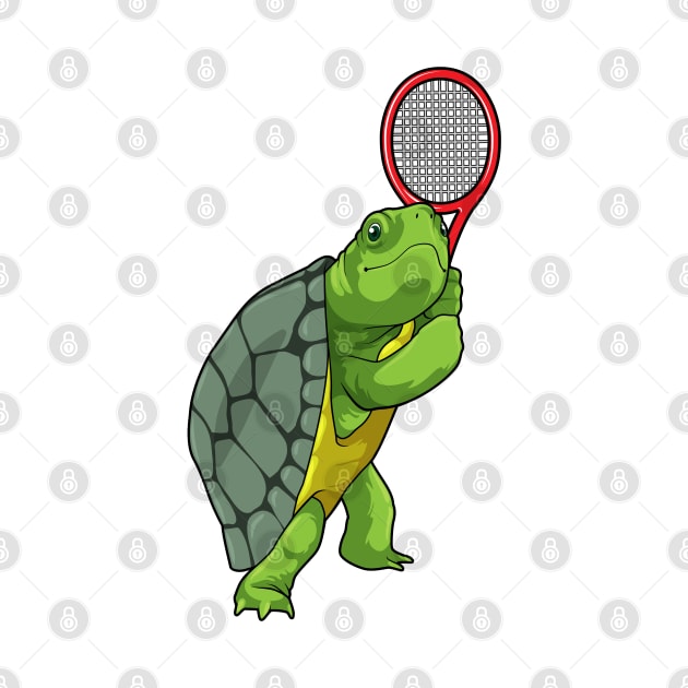 Turtle at Tennis with Tennis racket by Markus Schnabel