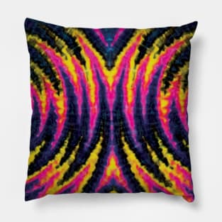 Reverse Wig Wag Ping Black Yellow Purple Tie Dye Pillow