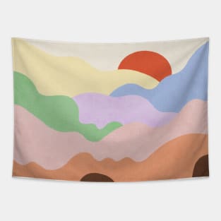 Pastel Landscape Mountains Tapestry