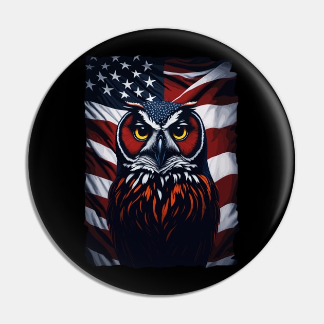 owl American flag Pin by remixer2020