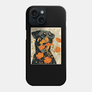 Rottweiler Dog Flowers Photo Art Design For Dog Onwer Phone Case