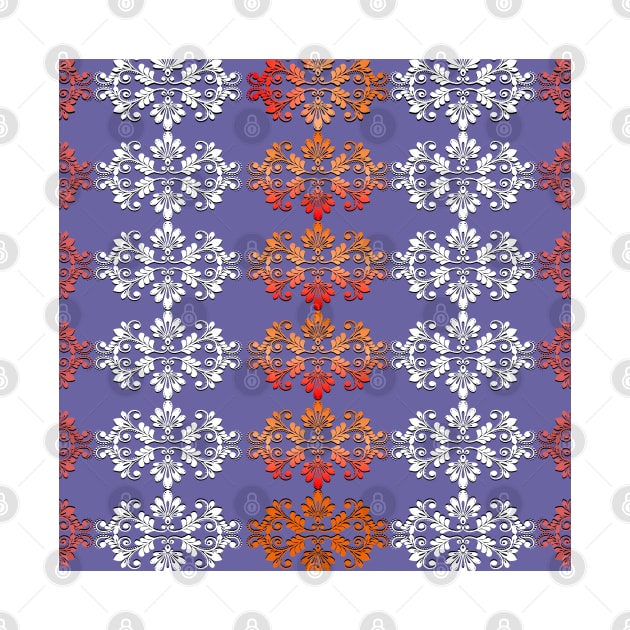 White and red intricate pattern on purple background. by ikshvaku