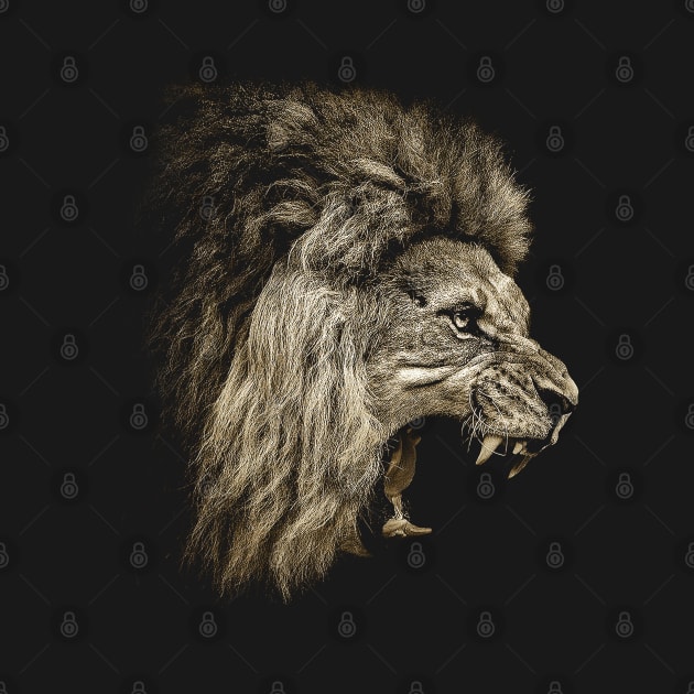 Courageous King: Lion's Fearless Spirit Embodied on Graphic Tee by HOuseColorFULL