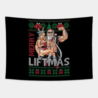 Merry Liftmas Christmas Xmas Fitmas Fitness Santa Holiday Gift For Men Women Tapestry