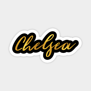 Chelsea Name Hand Lettering in Faux Gold Letters Magnet