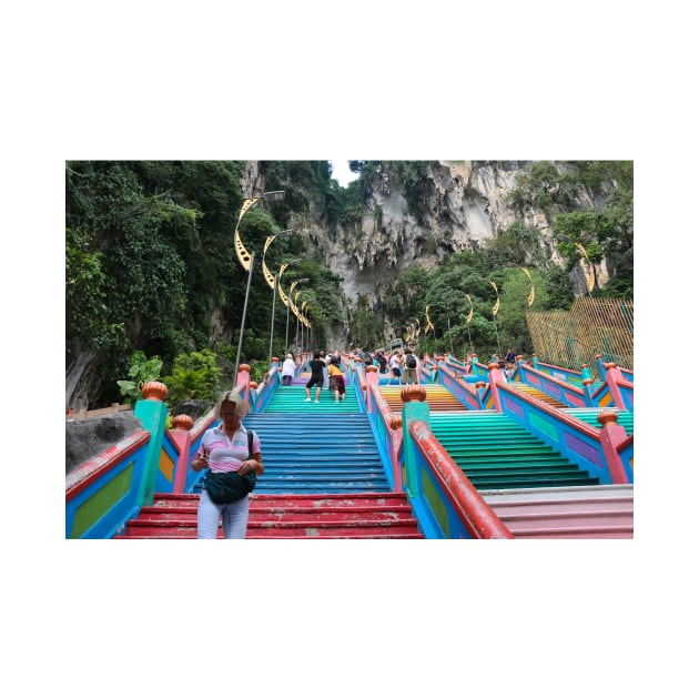 Colorful stairs to Batu Caves entrance by kall3bu