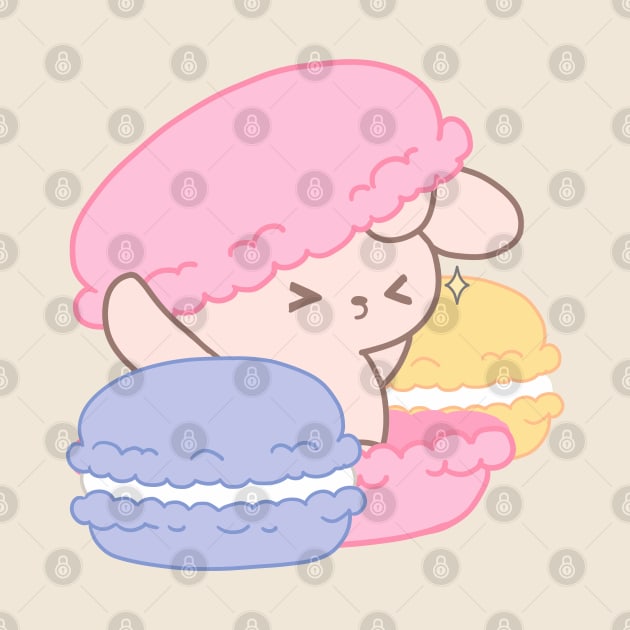 Sweet Escape: Adorable Bunny Rabbit in the Heart of a Giant Macaroon by LoppiTokki