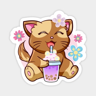 Boba Cat Tea Neko Girl Teen Bubble Kawaii Anime Japanese Magnet