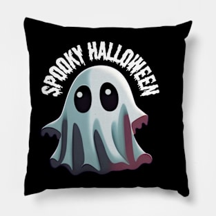 Spook-tacularly cute ghost whising you a spooky halloween Pillow