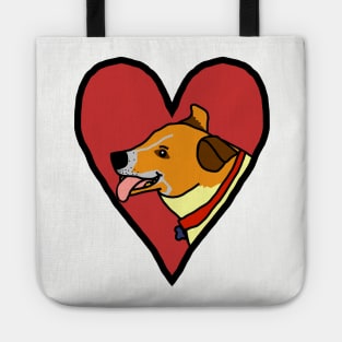 My Valentine Toby Dog Portrait in Red Heart Tote