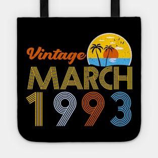 30th Birthday Vintage March 1993 30 Years Old Gifts Tote