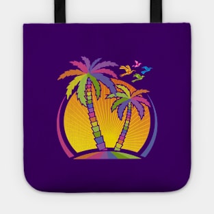 Palm Tree and Birds Illustration Tote