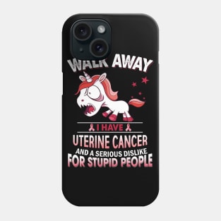 funny uterine cancer grumpy unicorn warrior Phone Case