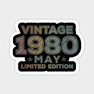 40th Birthday Gift Vintage May 1980 Forty Years Old Magnet