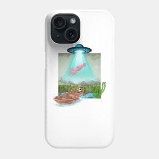 Catfish  alien abduction novelty design . Original artwork. One of a kind ufo cat fishing  squid gag gift 2023 Phone Case