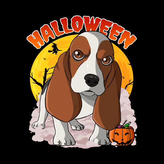 Basset Hound Pumpkin Happy Halloween by Noseking