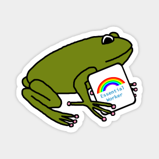 Frog with Worker Rainbow Essential Employee Meme Magnet