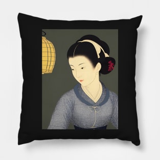 Ukiyo-e Japanese Art - Woman by a Lantern Pillow