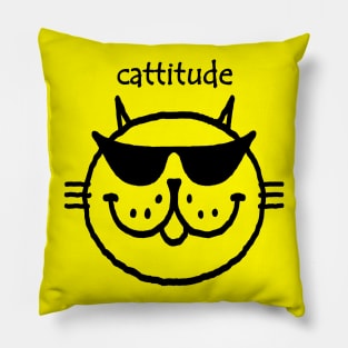 cattitude (black outline) Pillow