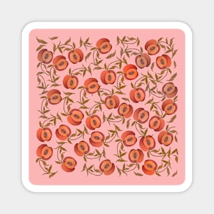 Seamless pattern with peaches and leaves Magnet