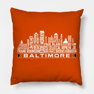 Baltimore Baseball Team All Time Legends, Baltimore City Skyline Pillow