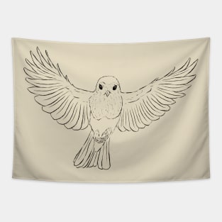 Robin Bird In Flight Flying Line Art Tapestry