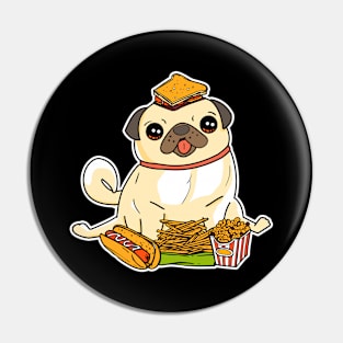 Cute & Funny Pug Puppy Dog Food Addict Pin