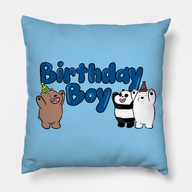 Birthday Boy Bears Pillow by RoserinArt