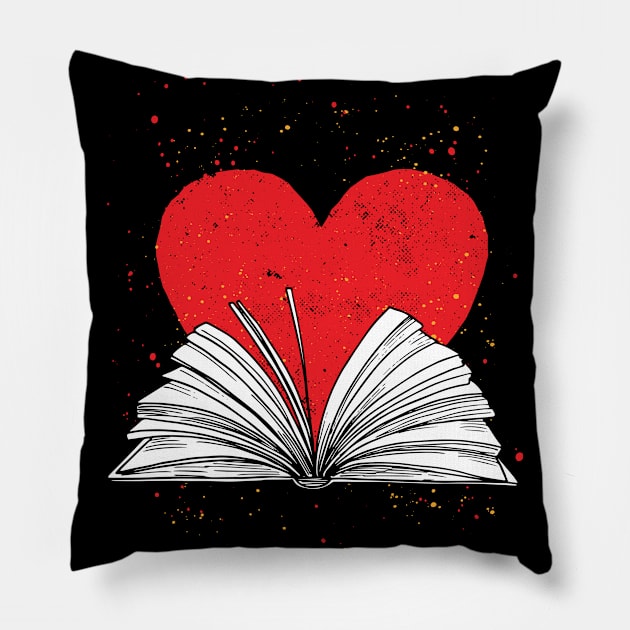 reading love heart books Pillow by ShirtsShirtsndmoreShirts