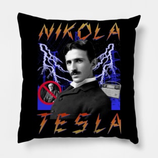 TESLA RAP BAND TEE Nikola Tesla Historic Inventor Electricity 90's Vintage Style Pillow