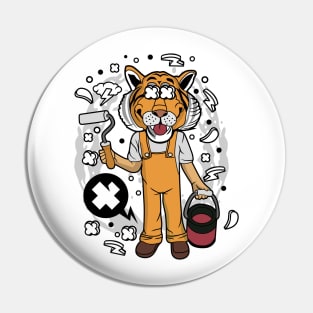 Tiger Painter Illustration Pin