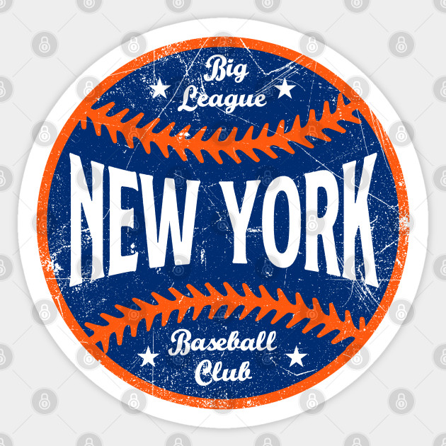New York Retro Big League Baseball White Ny Mets Sticker Teepublic