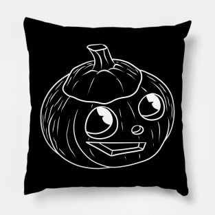 Cute Halloween White Outline Jack o' Lantern Pillow