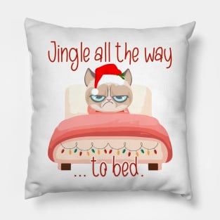 Disgusted Cat Christmas in bed Pillow