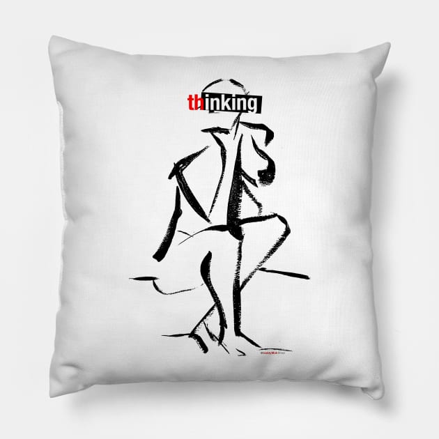 The Thinking Figure thinking ink Pillow by teddyMak