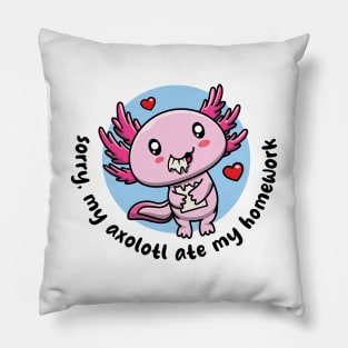 My axolotl ate my homework (on light colors) Pillow