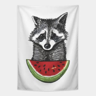 Racoon and watermelon Tapestry