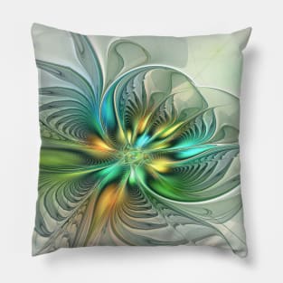 Colorful Fantasy Modern Abstract Flower Fractal Pillow