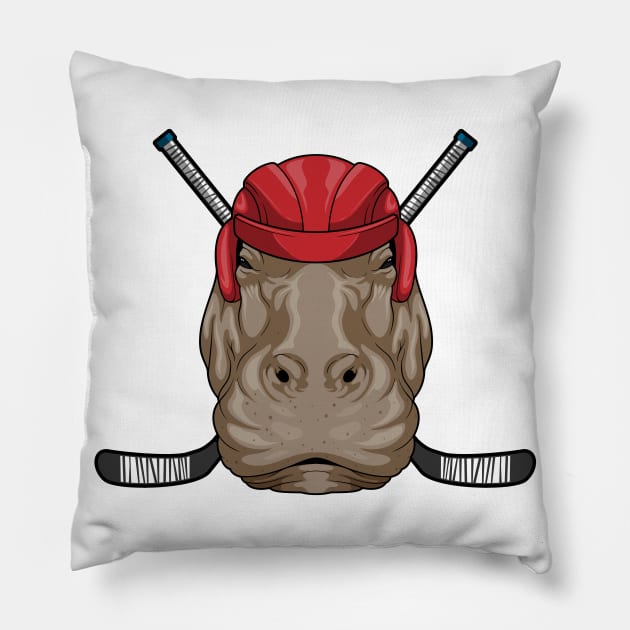 Hippo Ice hockey Ice hockey stick Pillow by Markus Schnabel