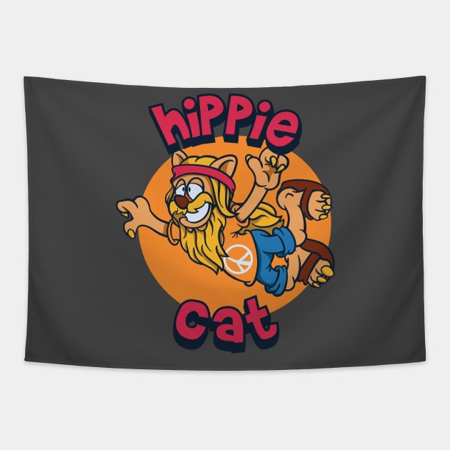 Peaceful hippie cat Tapestry by Pixeldsigns