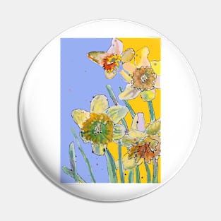 Abstract Yellow Daffodil Watercolor Pattern on Lavender Pin