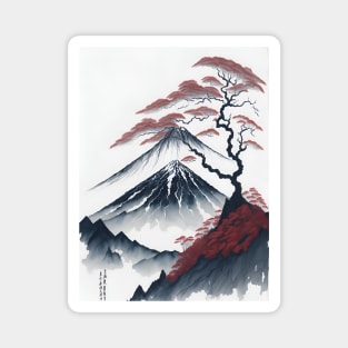 Serene Mount Fuji Sunset - Peaceful River Scenery Magnet