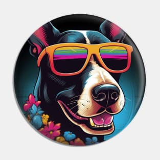 Retro Wave Bullterrier Dog Shirt Pin