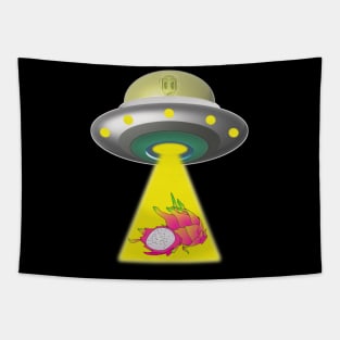 UFO dropping a beautiful dragon fruit / pitaya Tapestry