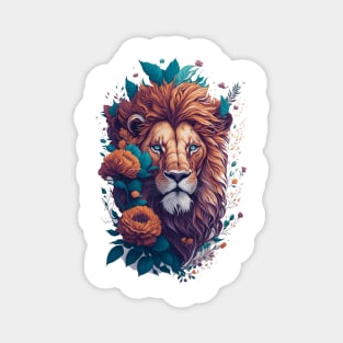 Vintage Lion Head with Flowers Splash Magnet