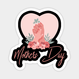 happy mothers day love heart with hand and flowers Magnet