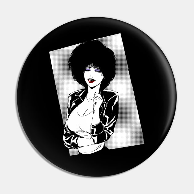 Goth Girl Laugh Pin by Pablo Romero Art